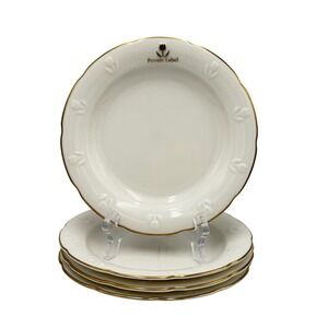 Private Label Ivory Gold Trim Bread Butter Plates Embossed Floral 6.25" Set of 4